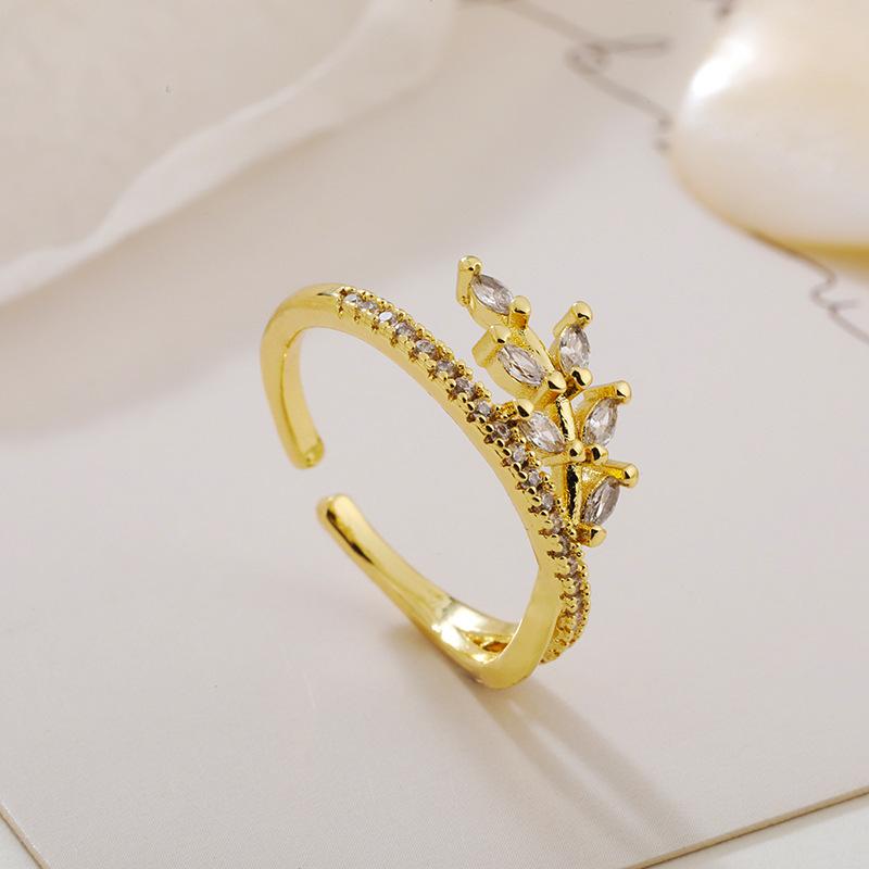 Cute Open Ring Fashion Zircon Ring Women'S Simple Adjustable Open Ring
