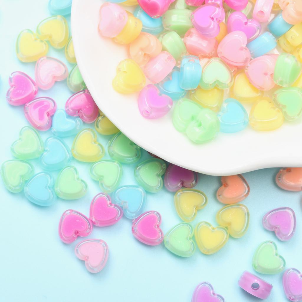 200 шт. Бусины-разделители Браслет ручной работы Свободные бусины Подвески DIY для изготовления ювелирных изделий Акриловое ожерелье Сэндвич в форме сердца Прозрачный 7*8 мм