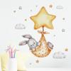 Симпатичная наклейка на стену с изображением звезды и кролика, комната для девочки, украшение на стену в детский сад, наклейка, наклейка