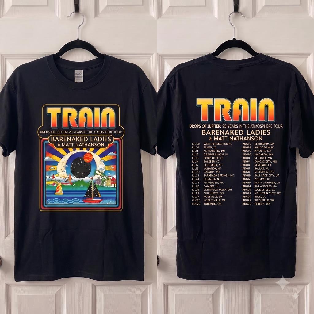Train Barenaked Ladies Matt Nathanson 25 Years Tour 2-Sided Black Tee
