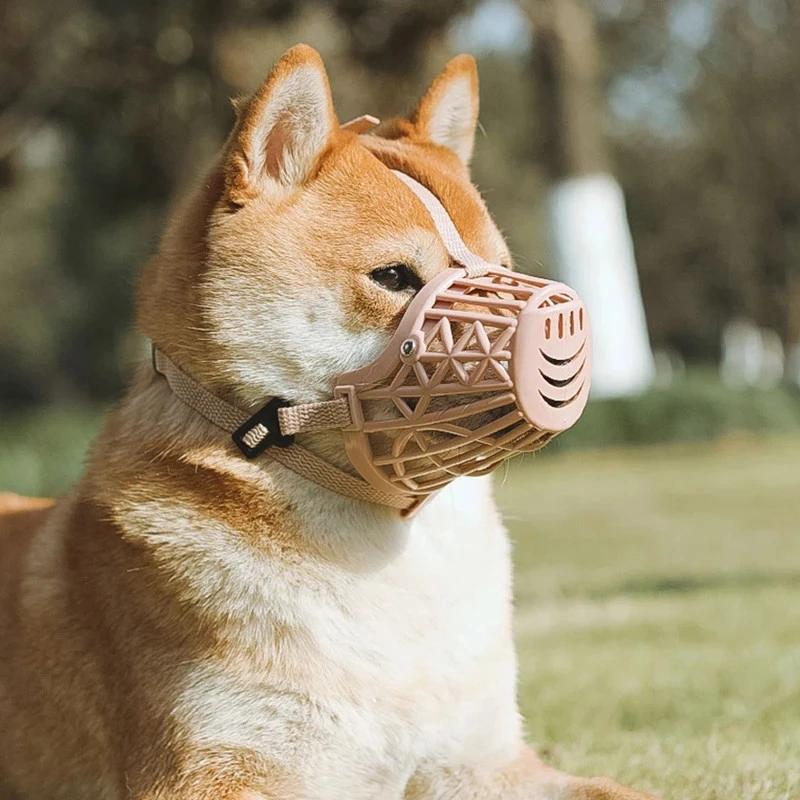 Мягкий пластик и кожа, прочный намордник для собаки, дизайн корзины, регулируемые ремни против укуса, маска, намордник для собак для маленьких, средних и больших собак