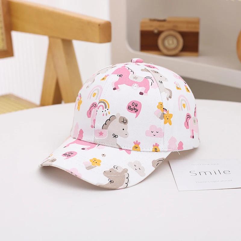 Летняя детская бейсболка с рисунком для девочек и мальчиков, кепка с козырьком, бейсболка для малышей, солнцезащитные шляпы для детей