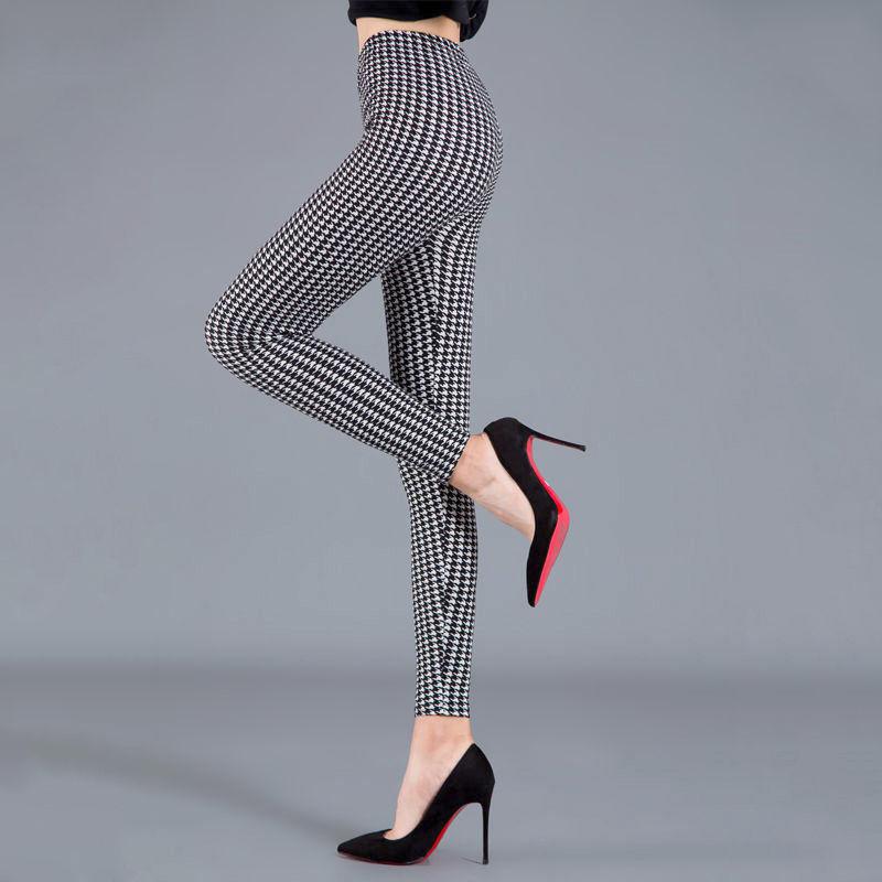 Women Stripes Pencil Pants Slim Ankle Leggings One Size