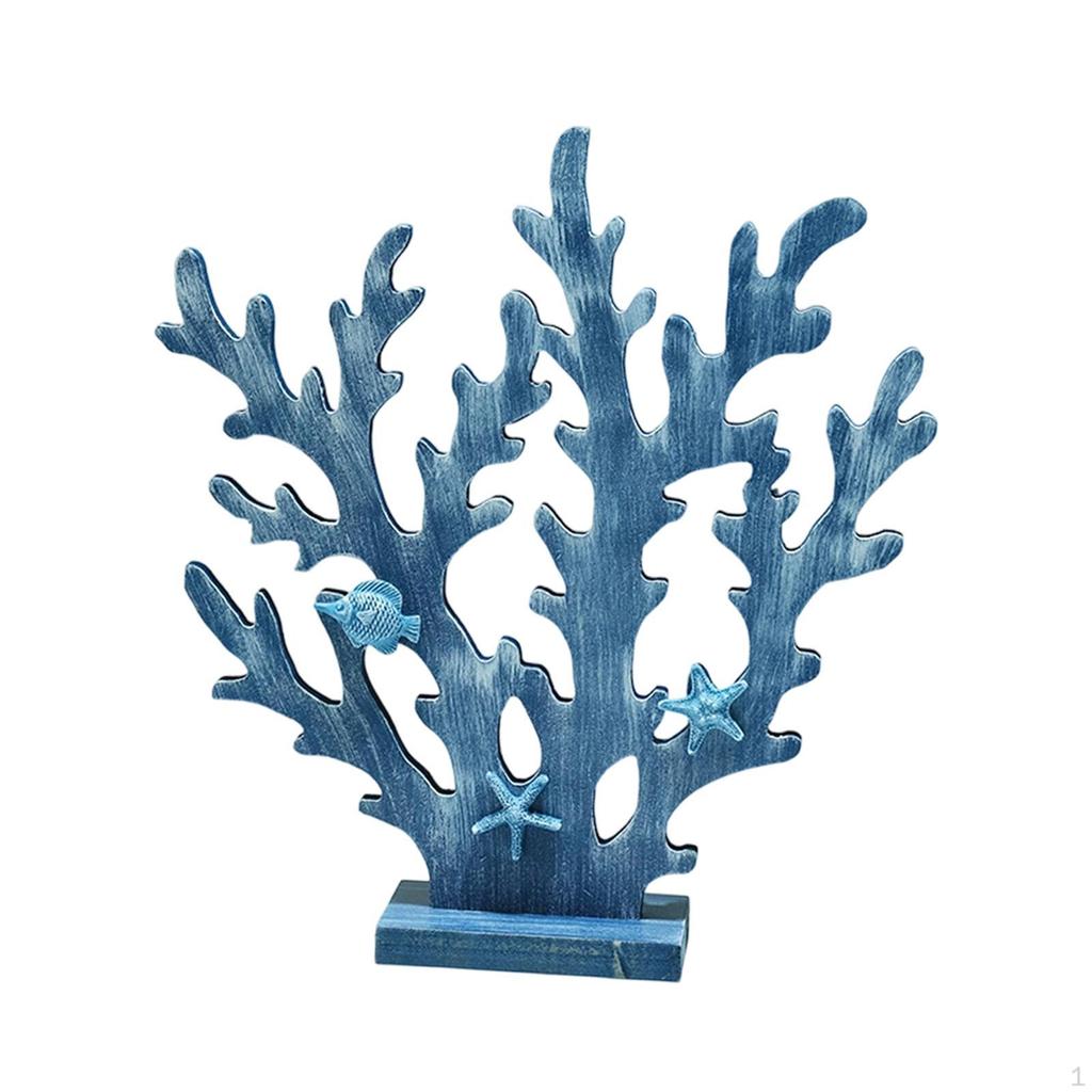 Wooden Coral Decoration Coastal Mediterranean Countertop Art Piece Craft for Themed Party
