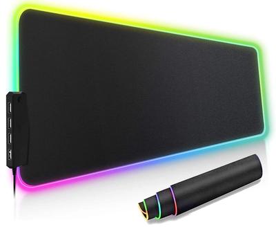 Водонепроницаемый RGB игровой коврик для мыши с большим фиксированным местом для клавиатуры, 4 USB-кабеля, Черный коврик, Дизайн, В комплекте, Годовая гарантия,