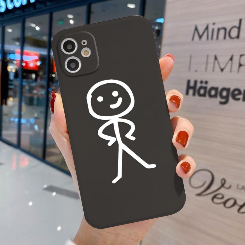 Забавный и смешной чехол для телефона в виде человечка из спичек для iPhone 16 15 14 13 12 11 Pro Max X XS XR 8 Plus, силиконовый, противоударный, мягкий чехол для телефона