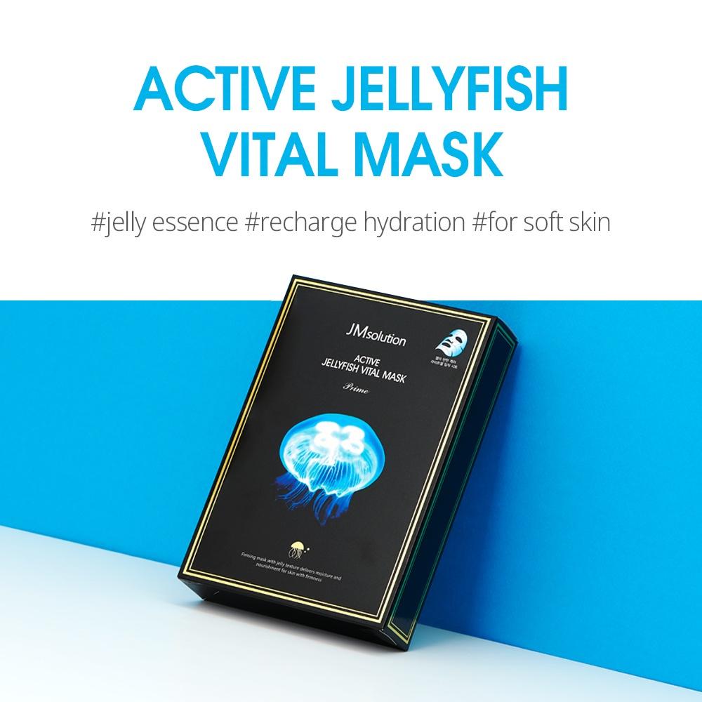 JMSOLUTION Активная маска Jellyfish Vital Mask Prime, 10 листов, экстракт медузы с влагой и коллагеном одновременно обеспечивает увлажнение и облегчение.