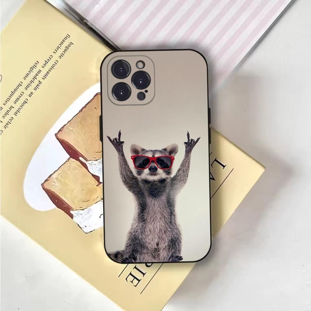 Забавный Милый Енот Чехол для Телефона Чехол для Телефона Для iPhone 16,15,14,13,12,11,Pro,X,XS,Max,XR,Plus,Mini Мягкий Черный Чехол