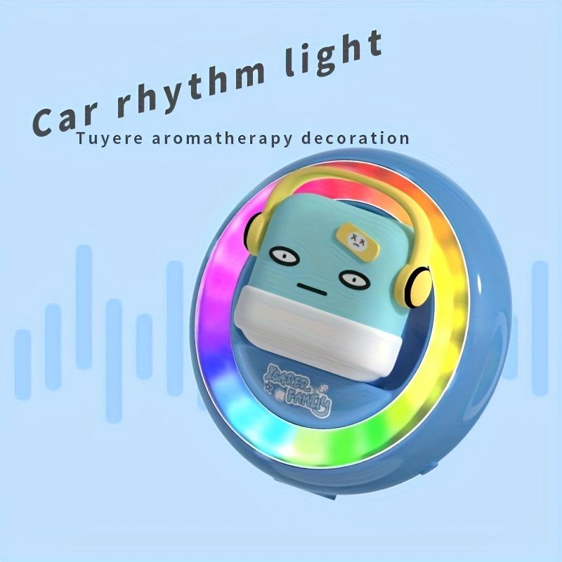 RGB LED Car Air Freshener with Music Sync - 3 Premium Scents (Ocean, Cologne, Lemon) + Type-C Cable