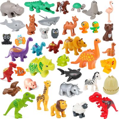 Большой строительный блок, аксессуары, кукла-зоопарк, кенгуру, носорог, зебра, динозавр, серия животных, сделай сам, собранные игрушки-дуплоы для детей, подарок