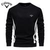 Вышитая осенняя новинка, мужская толстовка с длинными рукавами и лоскутным принтом, мужская повседневная облегающая спортивная кофта с круглым вырезом