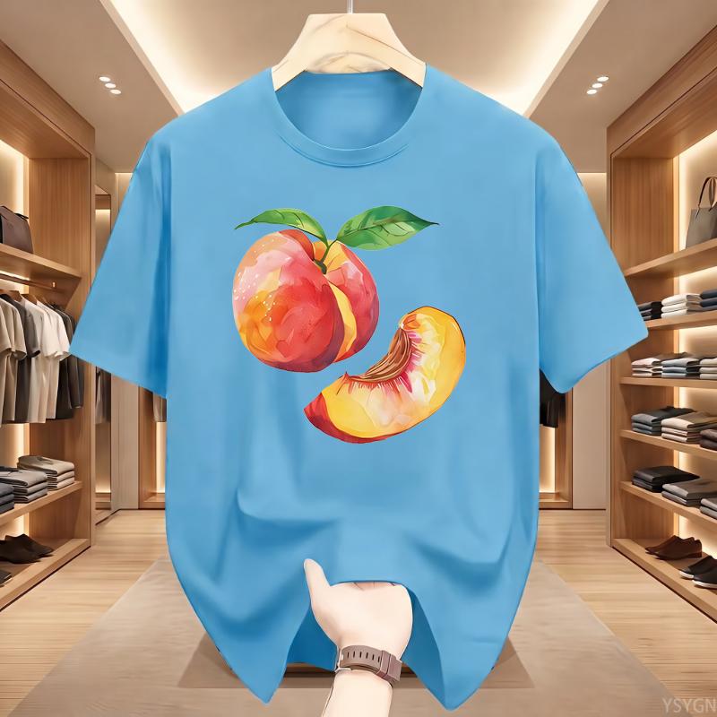 Летняя футболка с коротким рукавом Harajuku Streetwear с изображением целого персика и мужчины-слайса, эстетичные топы