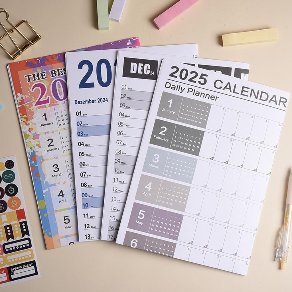 Календарь на 2025 год, полноценный годовой календарь на одну страницу, ежегодный настенный календарь с наклейками, складывается из бумаги