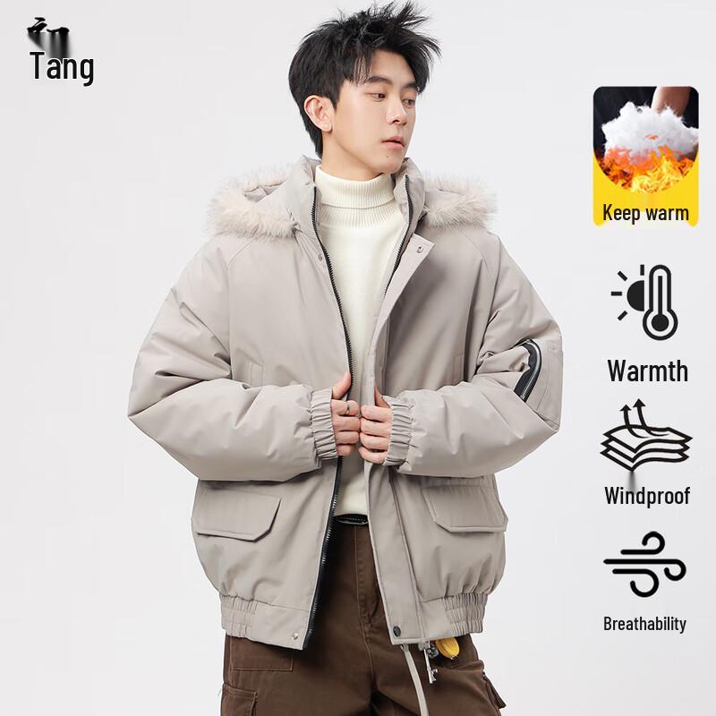 Мужская парка с капюшоном и утолщенным меховым воротником