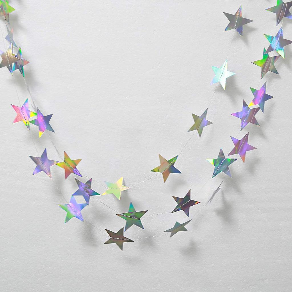 Laser Mirror Paper Star Dot Garland For Wedding Kids Mermaid Birthday Party Decoration Baby Shower Christmas Hanging Banner MIT