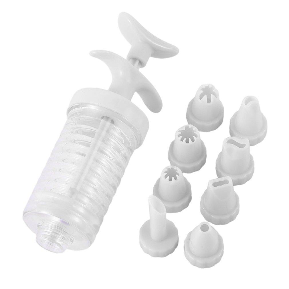 New 8 Pipe Nozzles with Syringe Plastic Cream Baking Nozzle Dispenser Icing Pastry Cream Tips Pastry Tube Decoration Tool