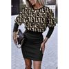 Tooxika New Style Sexy Waist-hugging Hip-hugging Round Neck Long-sleeved Printed Dress