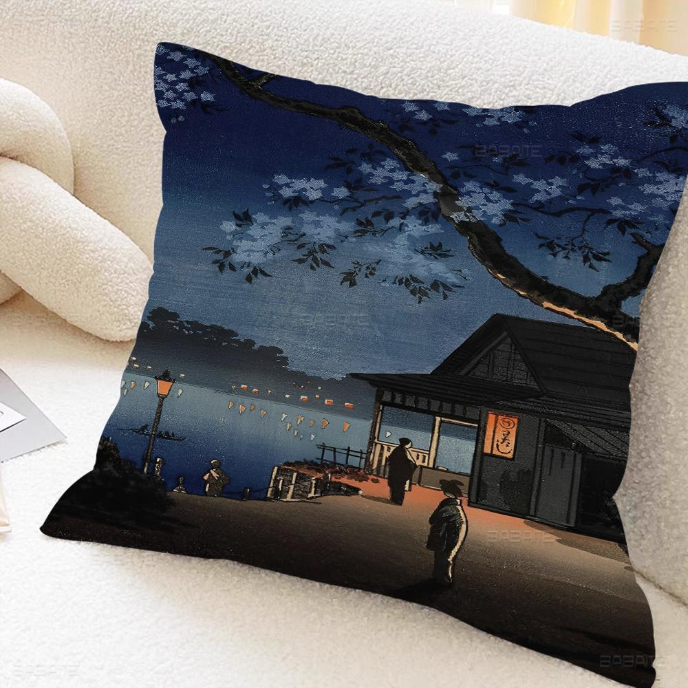 Серия Японские Пейзажи Офисная Подушка Наволочка Автомобильная Наволочка для Подушки 45X45СМ Наволочка для Подушки на Пояс Диванная Наволочка