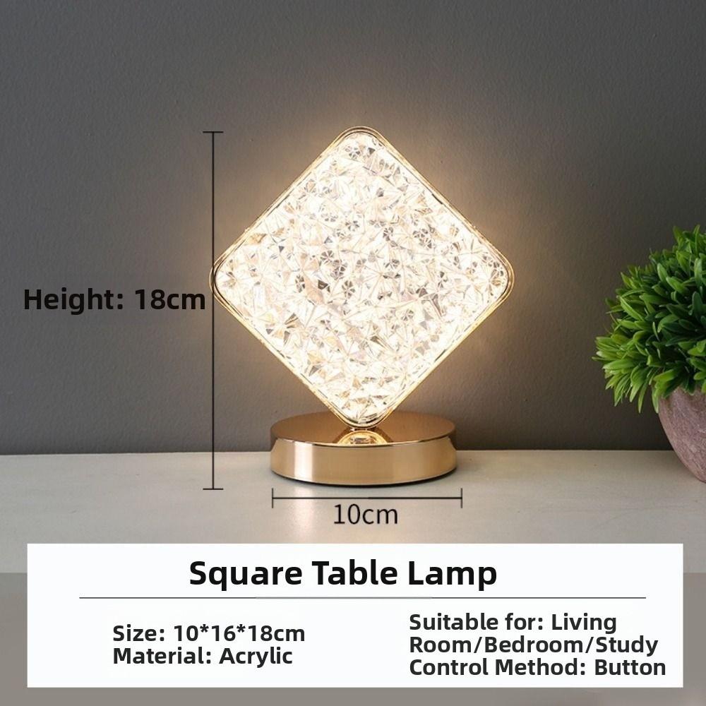 Creative Gift 3 Color Dimmable Led Touch Table Lamp Dimmable Touch Control Crystal Night Light USB Rechargeable Beside Lamp