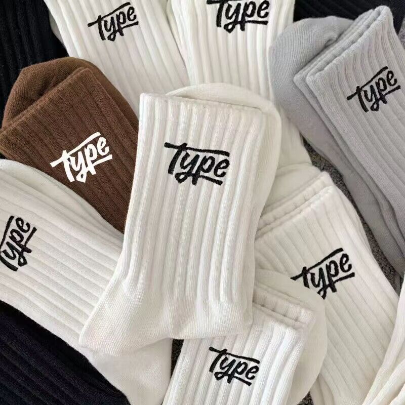 Женские носки с буквенным принтом, модные осенне-зимне-весенние носки средней длины, носки цвета Майяра