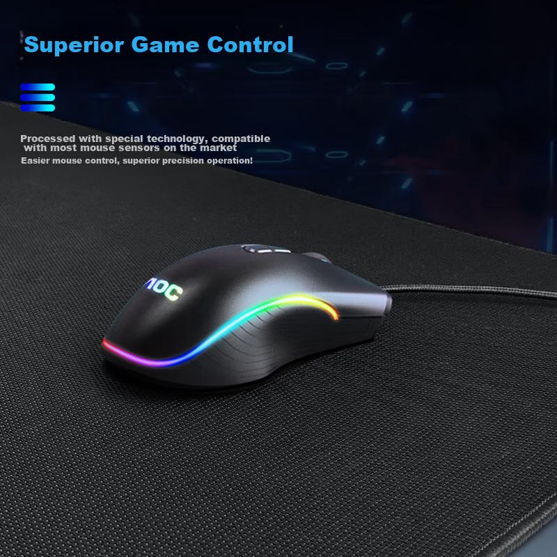 AOC Professional Mouse Pad, Extra Large Size 900*400*4mm, Thickened with Locked Edges, Grid Fiber Surface, G10XL/93 Black