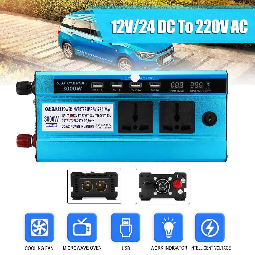 Светодиодный дисплей 12 В постоянного тока в 220 В переменного тока Синусоидальный преобразователь Лот Синий 2000 Вт Солнечный инвертор