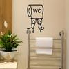 1 шт. Мультяшные наклейки "WC" - Юмористическое настенное искусство для туалета, Легко установить, Идеально для декора ванной комнаты, Декор и аксессуары для ванной комнаты