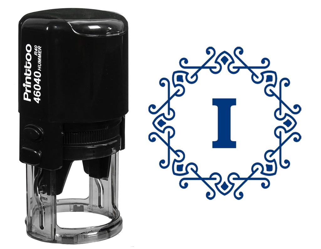 Printtoo Octagon Celtic Swirl Frame I Alphabet Monogram Initial Self Inking Rubber Stamp Office