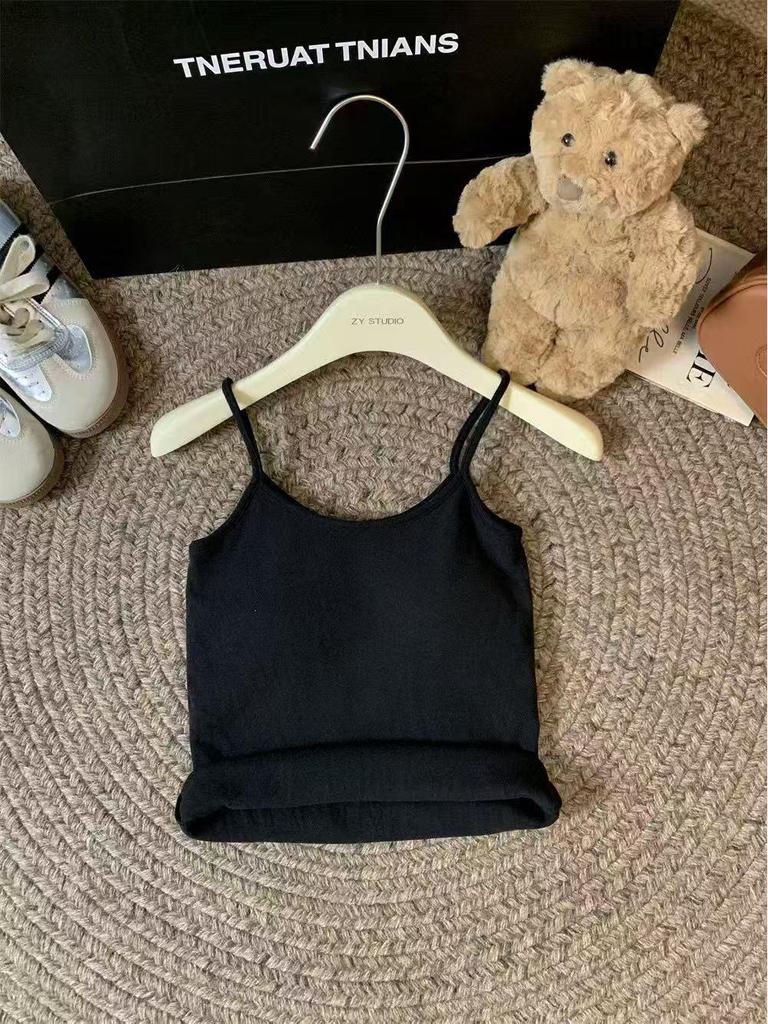 Шикарный бархатный зимний топ-майка с U-образным вырезом, на тонких бретелях и с подкладкой