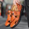 Fashion Leather Sandals for Men Lightweight and Durable Casual Flat Shoes with Antiskid Features Perfect for Work and Travel