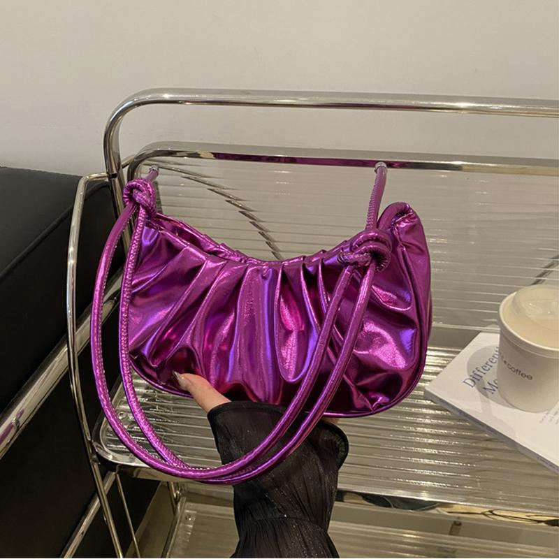 Модная и простая плиссированная однотонная сумка через плечо в виде облака, элегантная летняя женская сумка через плечо из искусственной кожи в форме полумесяца