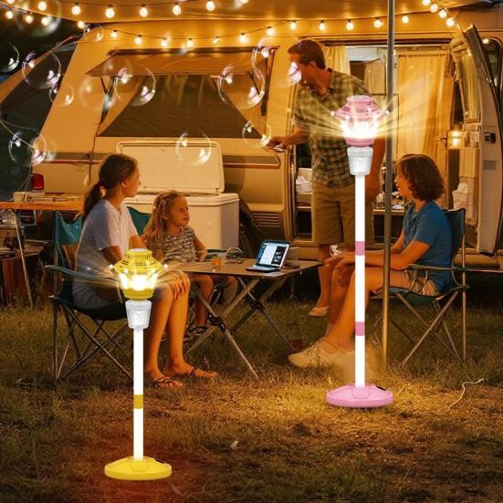 Street Lamp Bubble Machine with Music & LED Lights, Automatic Bubble Blower for Kids, Adjustable Height 21-47", Detachable Wand, Rechargeable Outdoor