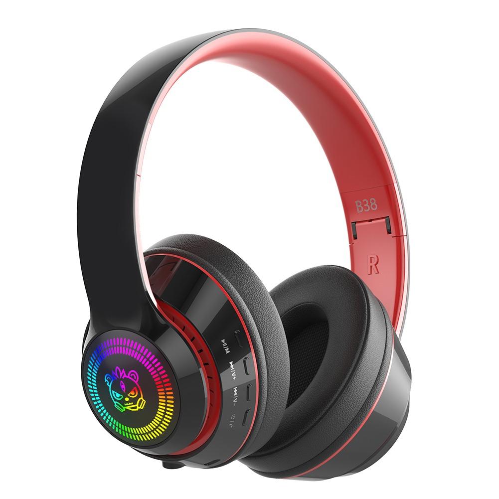 B38 Наушники с Bluetooth-поддержкой, с HD-шумоподавлением, сабвуфером, беспроводная игровая гарнитура с подсветкой