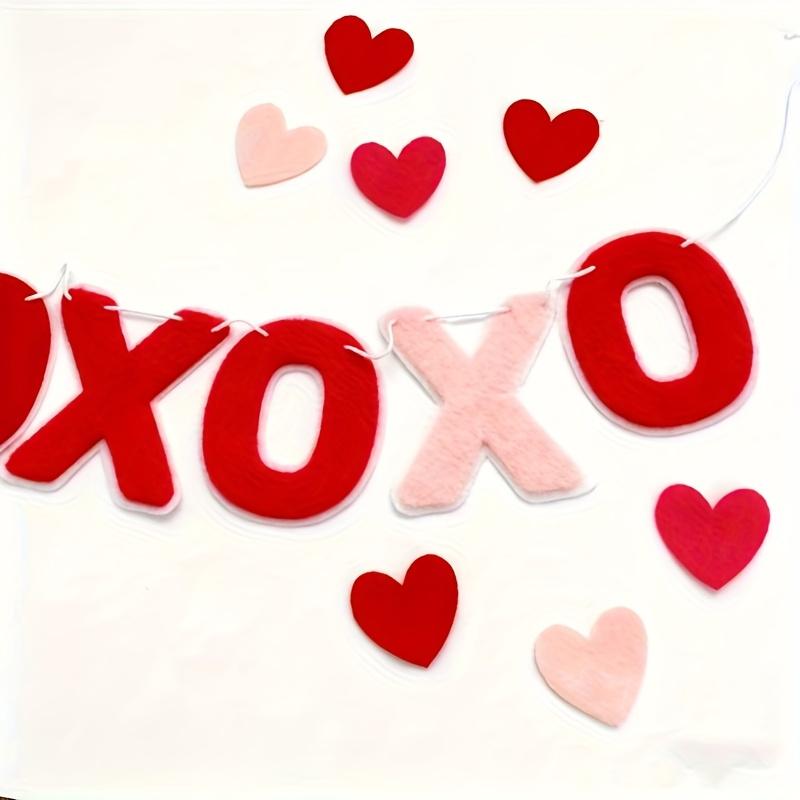 XO XO XO Фетр Розовый Красный Знамя День Святого Валентина Декоративный Цветок Кольцо Цветочное Кольцо в Форме Сердца Цветной Флаг Знамя Свадьба