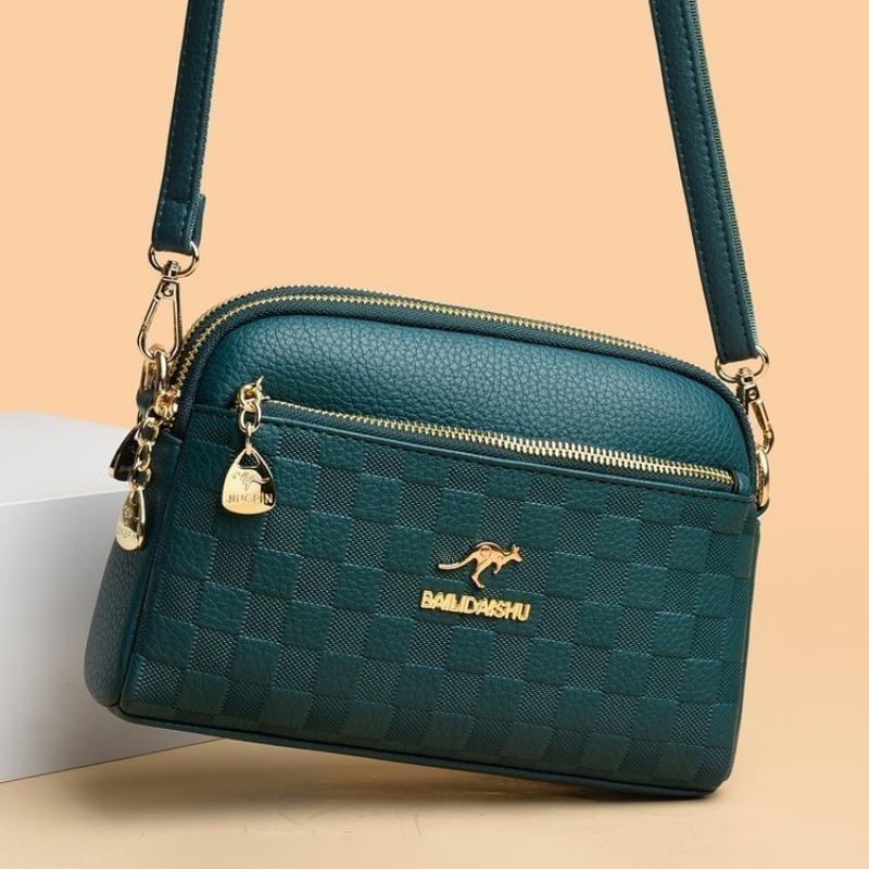 Аутентичная женская сумка, новинка 2024 года, модная повседневная сумка для мамы из мягкой кожи среднего возраста, сумка на одно плечо, упрощенная диагональная сумка, маленькая квадратная сумка