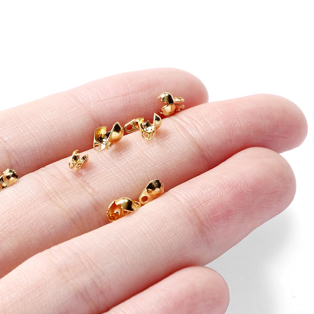 50pcs/lot Stainless Steel Ball Chain Clasps End Crimping Cover Beads Connector For DIY Jewelry Making Supplie Accessories