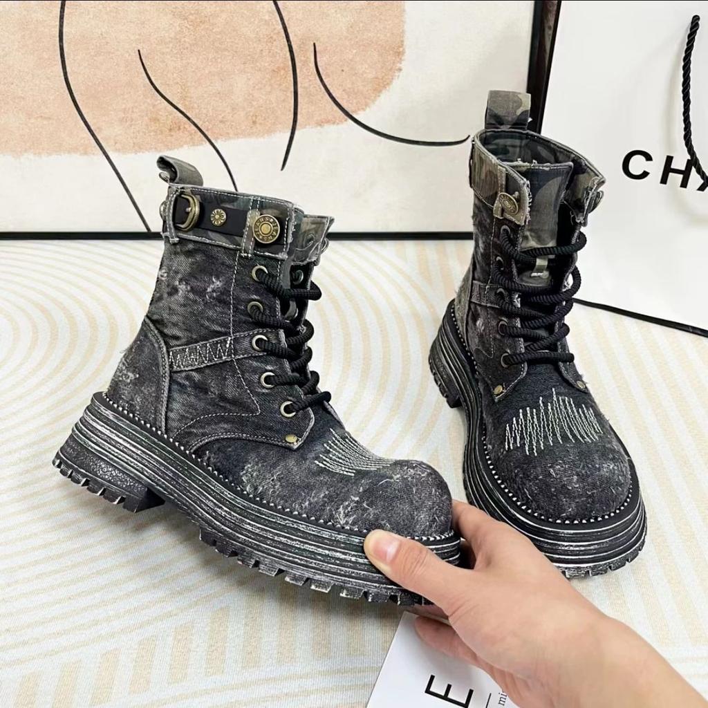 Boots Korean Version Cowboy Boots Retro Martin Boots Breathable Short Boots Summer Thick-soled Women's Boots British Style Tooling Single Tide Boots