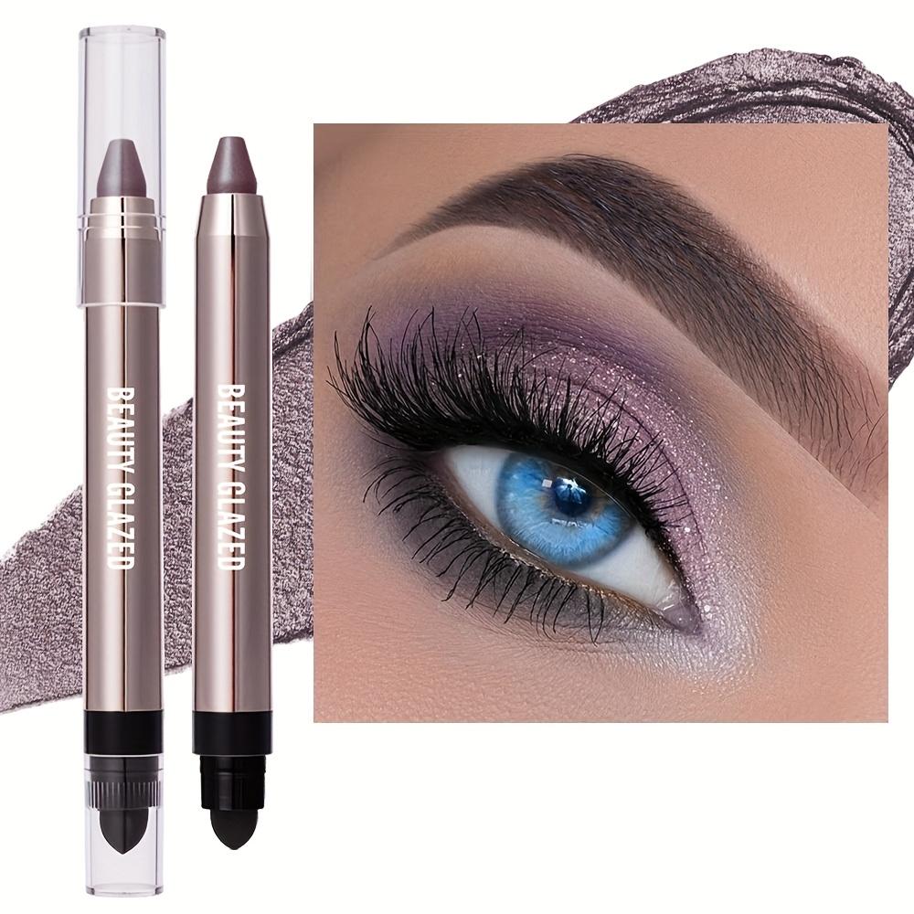 Shimmer Eyeshadow Stick, Long-Lasting Waterproof Pearlescent Eye Shadow, Silky Purple, Daily & Party Makeup