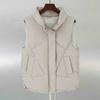 Women Autumn Winter Cotton Padded Waistcoat Stand Collar Sleeveless Vest Jacket Pockets Zipper Buttons Placket Windproof Warm Vest Coat
