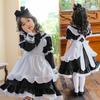 Black Alice In Wonderland Cosplay Costume Girls Halloween Party Dress Princess Outfit With Lace Bow Short Sleeve