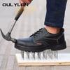 Oulylan Wear Resistant Waterproof Work Shoes Steel Toe Anti-smash Safety Boots Male Puncture Proof Antislip Labor Footwear