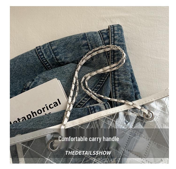 Весна 2024 Женская большая прозрачная сумка-тоут из ПВХ - Повседневная сумка через плечо, Летний тренд