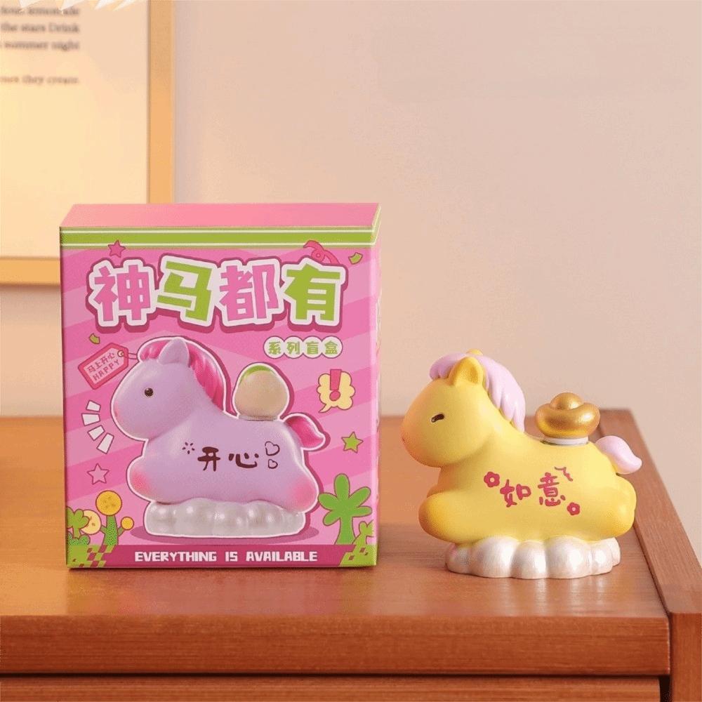 Chinese Style Horse Figurine Resin Zodiac Horse Ornaments Horse Miniature Car Decoratio