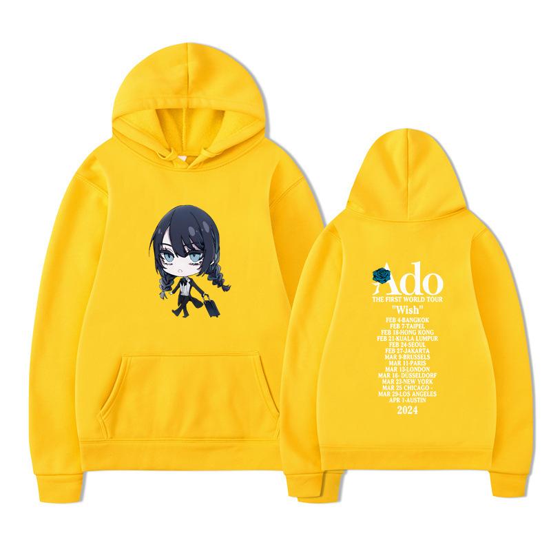 Ado Wish Мерч Первый Мировой Тур Япония Певец Crewne Мужское Худи Винтажный Унисекс Пуловер Графическое Худи Топы Одежда