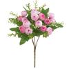 Artificial Tea Rose Easy Care Never Fade Realistic No Watering DIY 15 Heads Artificial Camellia Faux Silk Flower Wedding Decoration Floral Arrangement