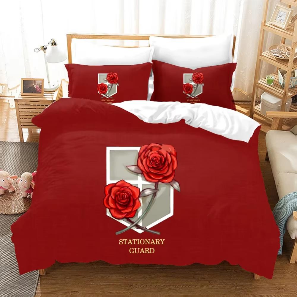 New Anime Attack On Titan Bedding Sets Duvet Cover Set With Pillowcase Twin Full Queen King Bedclothes Bed Linen Home Textiles