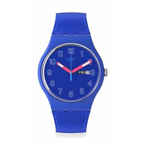 Swatch Men's Bio-Sourced Cobalt Disco Quartz Watch, Blue, Quartz Wristwatch.