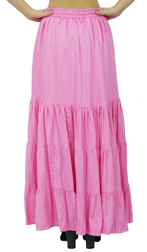 Bimba Длинная расклешенная юбка макси-ярус в стиле бохо с эластичной резинкой на талии из вискозы в стиле бохо