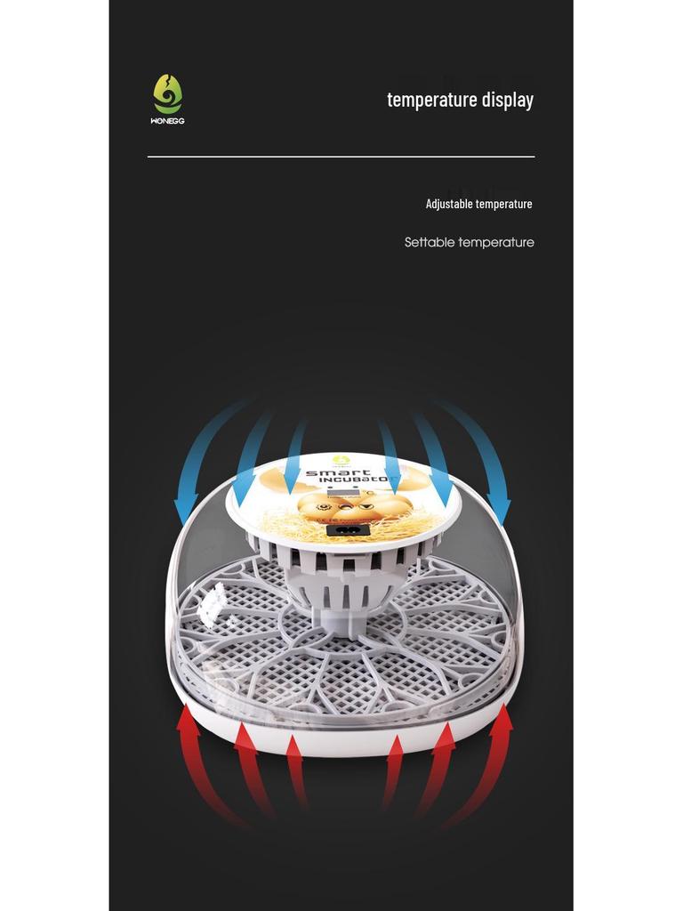 WONEGG Полностью автоматический инкубатор для цыплят на 12 яиц с прозрачной крышкой и автоматическим пополнением воды