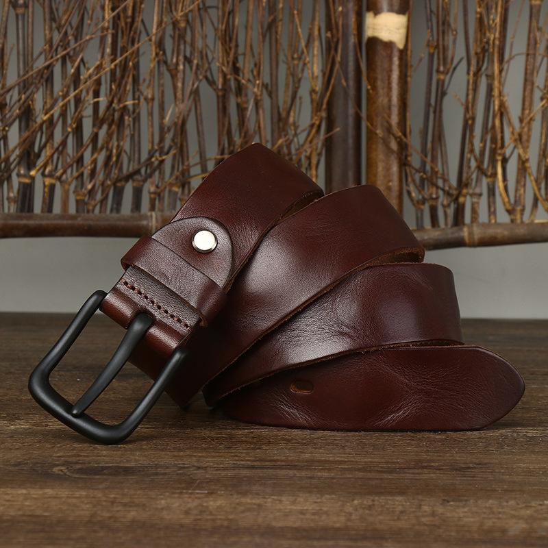 Мужской ремень из коровьей кожи первого слоя шириной 3,8 см, мужской кожаный ремень с пряжкой в стиле ретро, простой и универсальный молодежный ремень